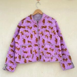 Clemson or LSU Tiger quilted jacket, size large, reversible